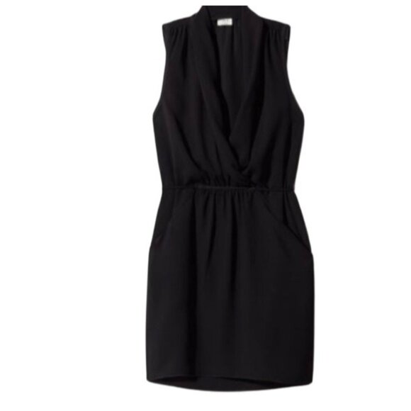 Aritzia Wilfred Sabine Black Sleeveless Draped Mini Dress Womens Size M - Picture 1 of 9